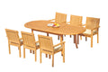 Grade-A Teak 7 Pc Dining Set with 94" Oval Table and 6 Stacking Arm Chairs H50506