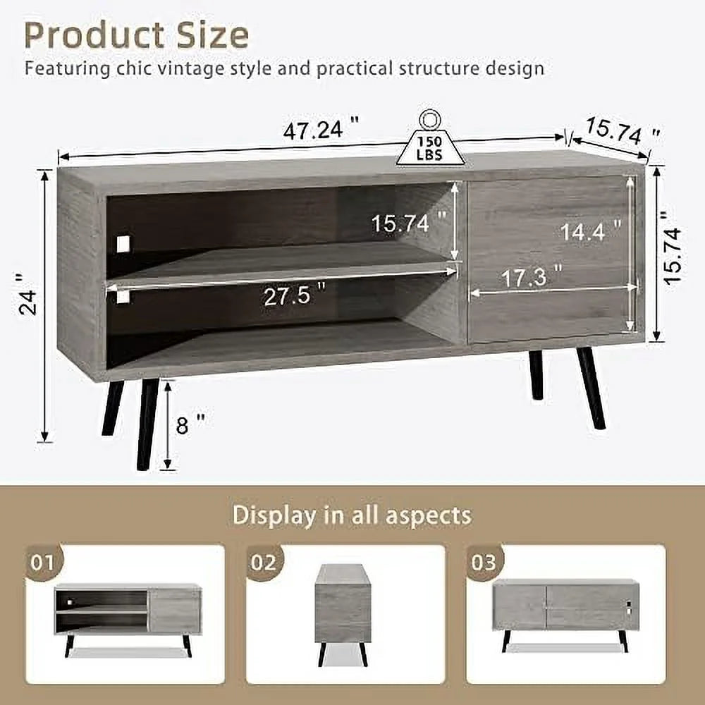 55 Inch TV Stand with Open Shelves and Drawer Y515769