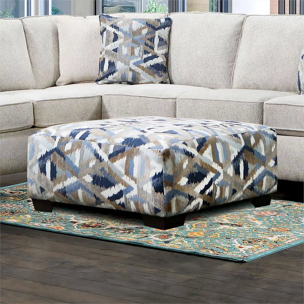 Chenille Upholstered Ottoman P182