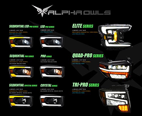 Black Amber Crystal Headlights With LED Light Bar Q515