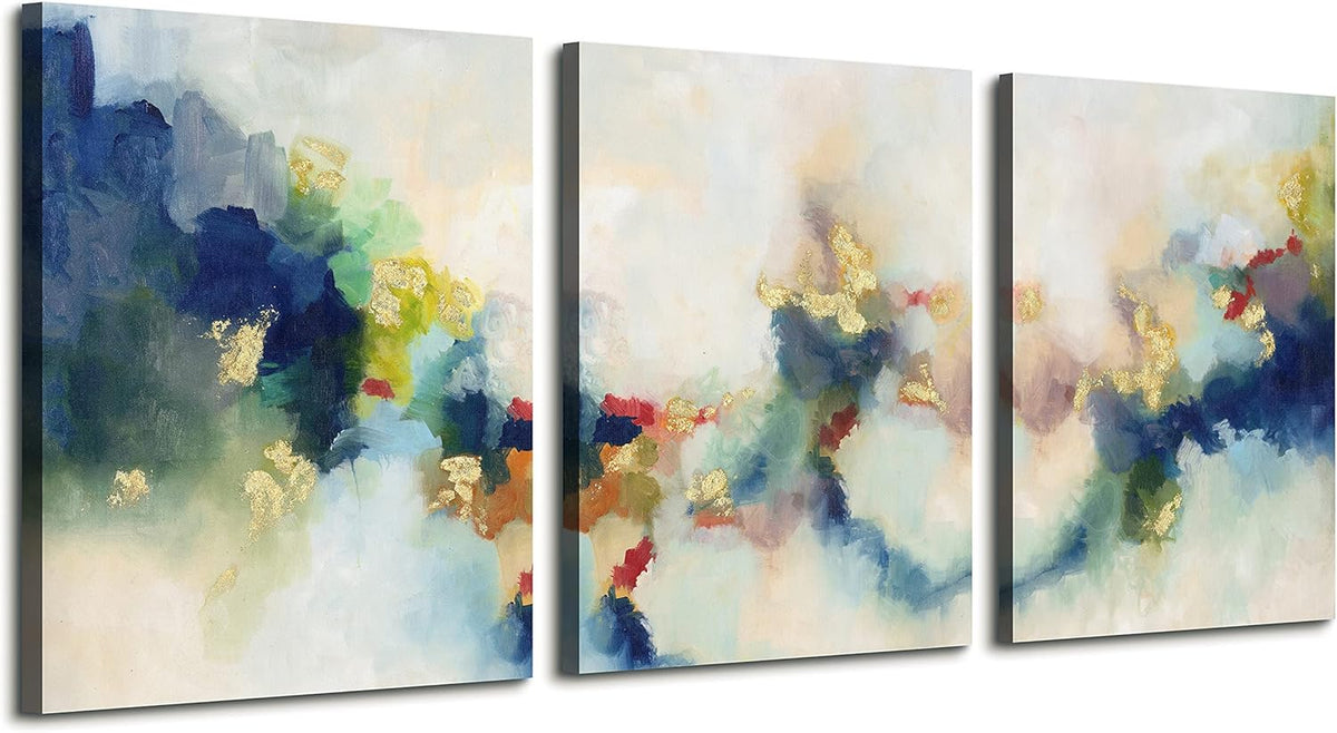 Blue Abstract 3 Piece Framed Canvas Wall Art 12X16 Inch Each X747114