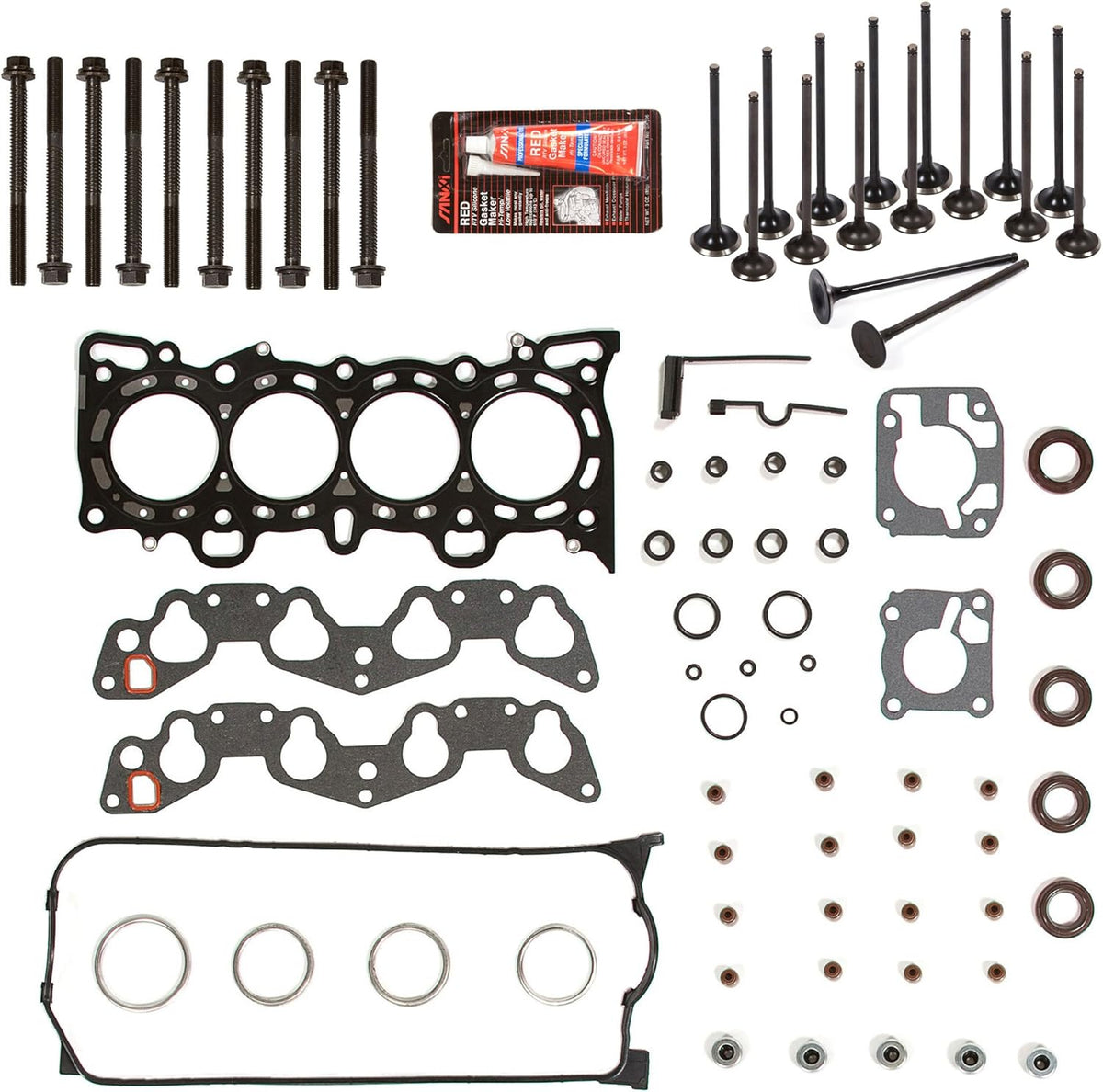 Head Gasket Set Head Bolts Intake Exhaust Valves for 92-95 Honda Civic VTEC 1.6 SOHC D16Z6 N82700