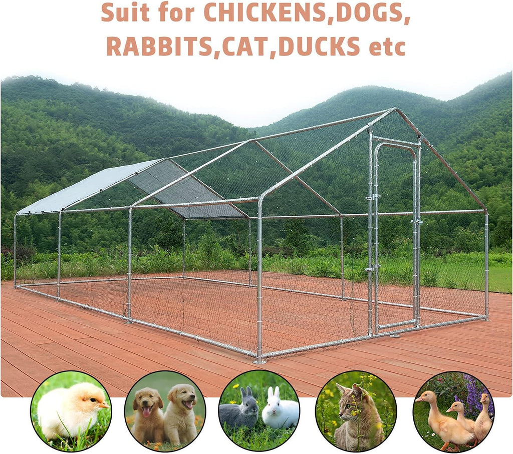 Large Metal Chicken Coop Run Outdoor Poultry Cage I6147
