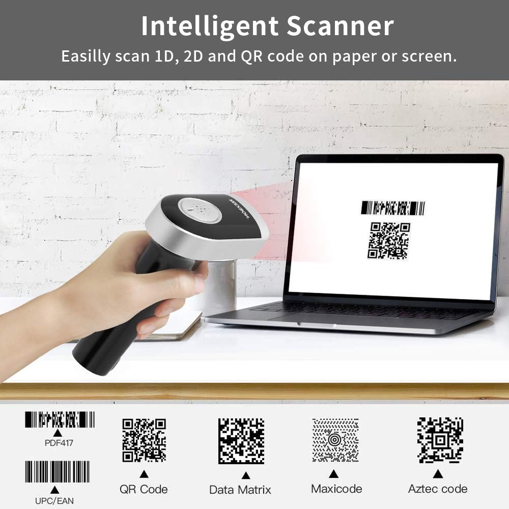 Wireless and Wired Handheld Barcode Scanner with Stand, Pack of 2 Y864