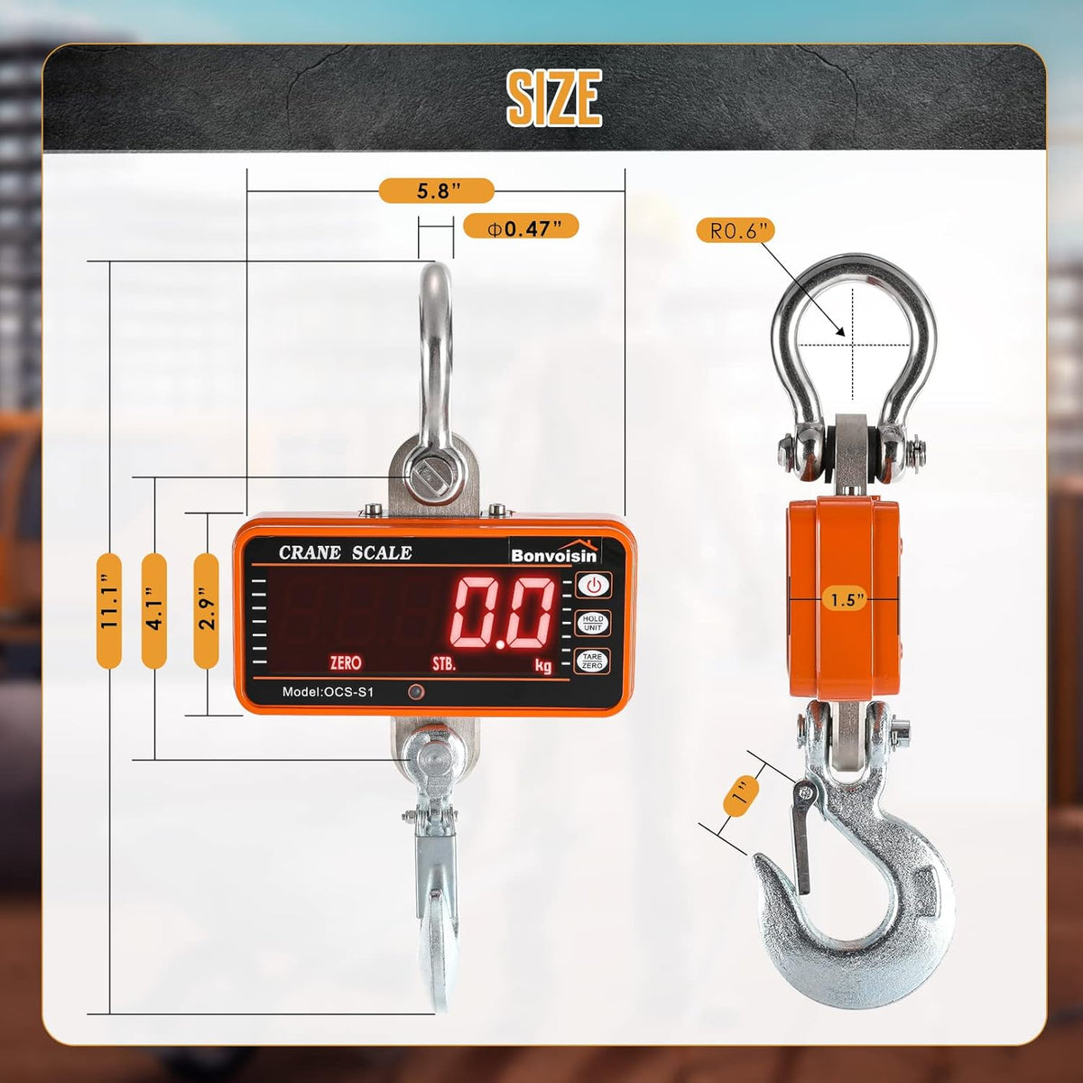 1000kg Orange Digital Hanging Scale R77478