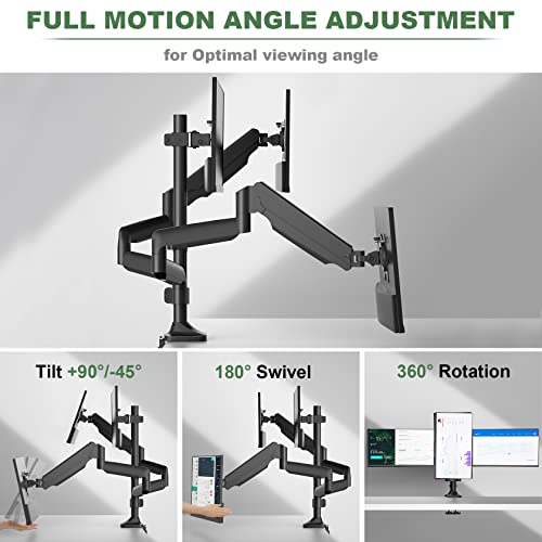 Triple Monitor Mount, Fully Adjustable Gas Spring, VESA 75x75/100x100mm D511