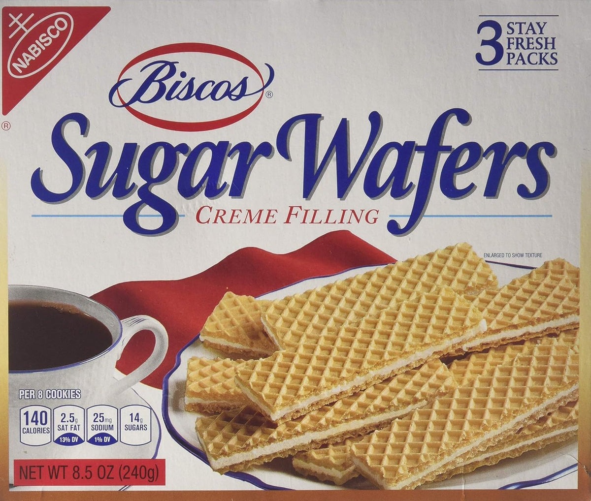 Sugar Wafers, 3 Stay Fresh Packs, 8.5 Ounce Box, Pack of 2 T97157