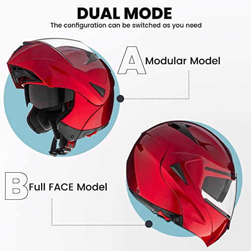 Modular Dual Visor Flip-up Full Face Motorcycle Helmet DOT A840