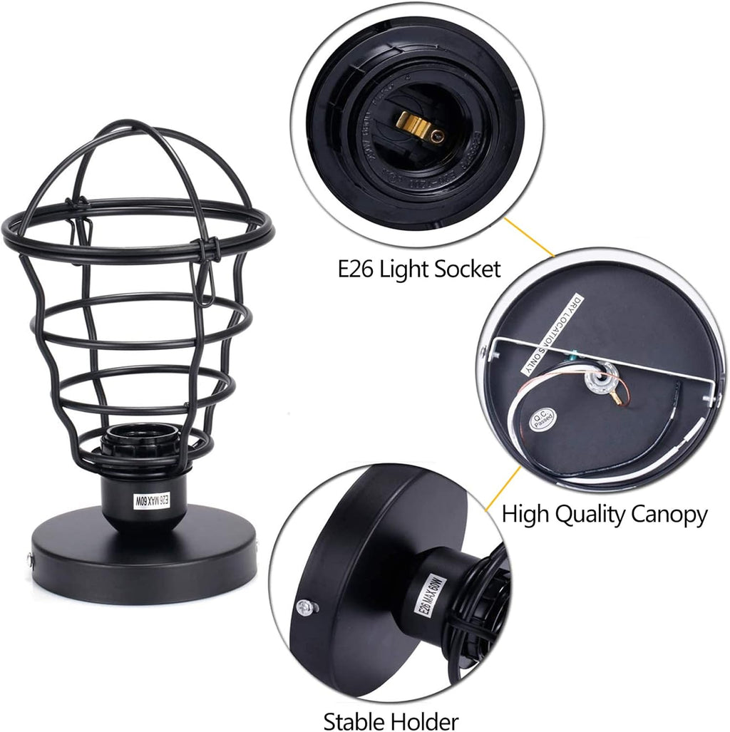 Vintage Black Metal Cage Semi Flush Mount Ceiling Light 2 Pack Y787093