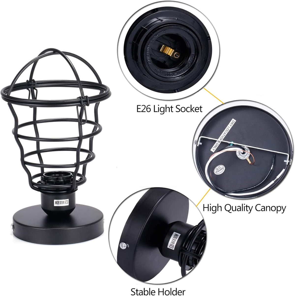 Vintage Black Metal Cage Semi Flush Mount Ceiling Light 2 Pack Y787093