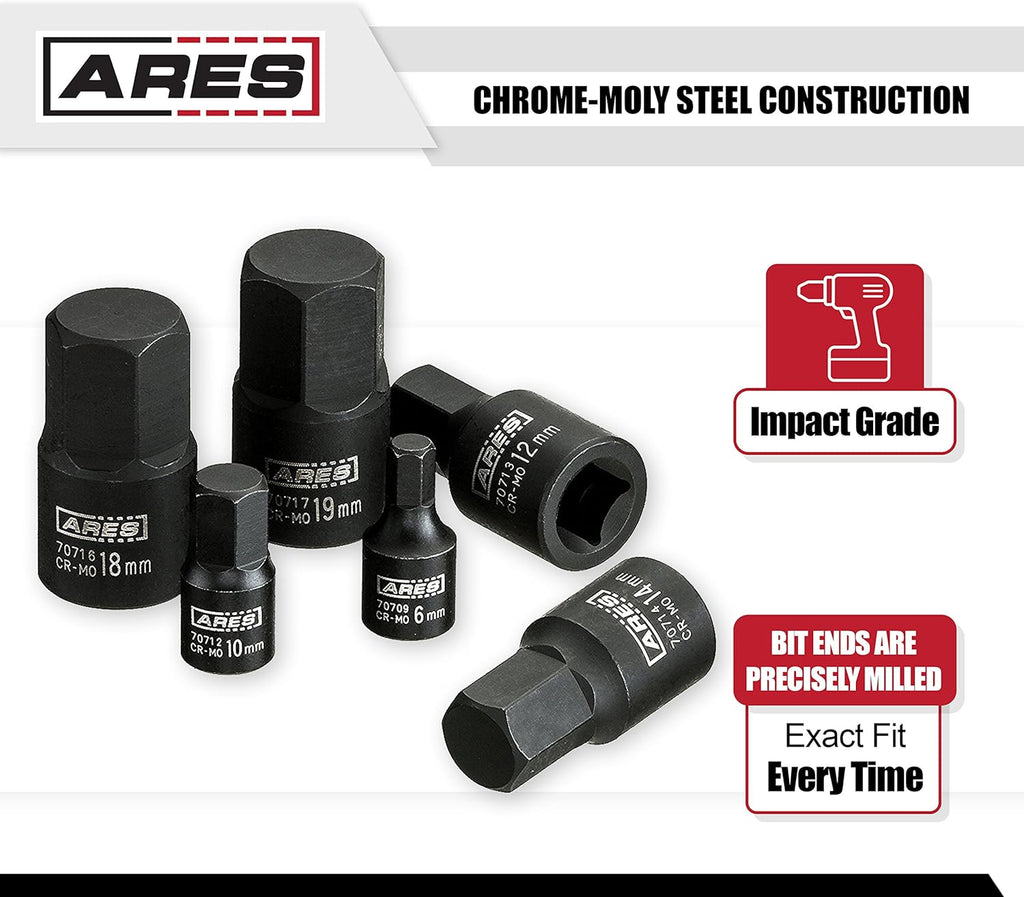 20-Piece 1/2-Inch Drive Impact Hex Driver Set Chrome Moly Steel R2600