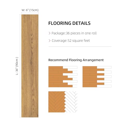 36 Pack 52 Sq.Ft Peel and Stick Vinyl Wood Flooring Planks S9191