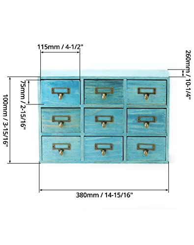 Blue Wooden 9 Drawer Desk Drawer Organizer M75681