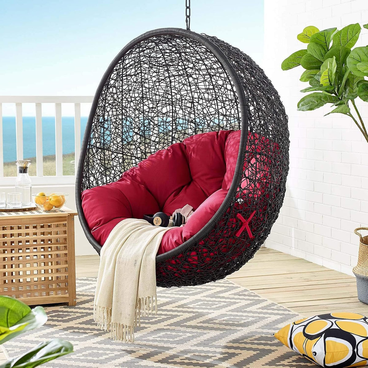 Black White Outdoor Patio Lounge Chair I132621