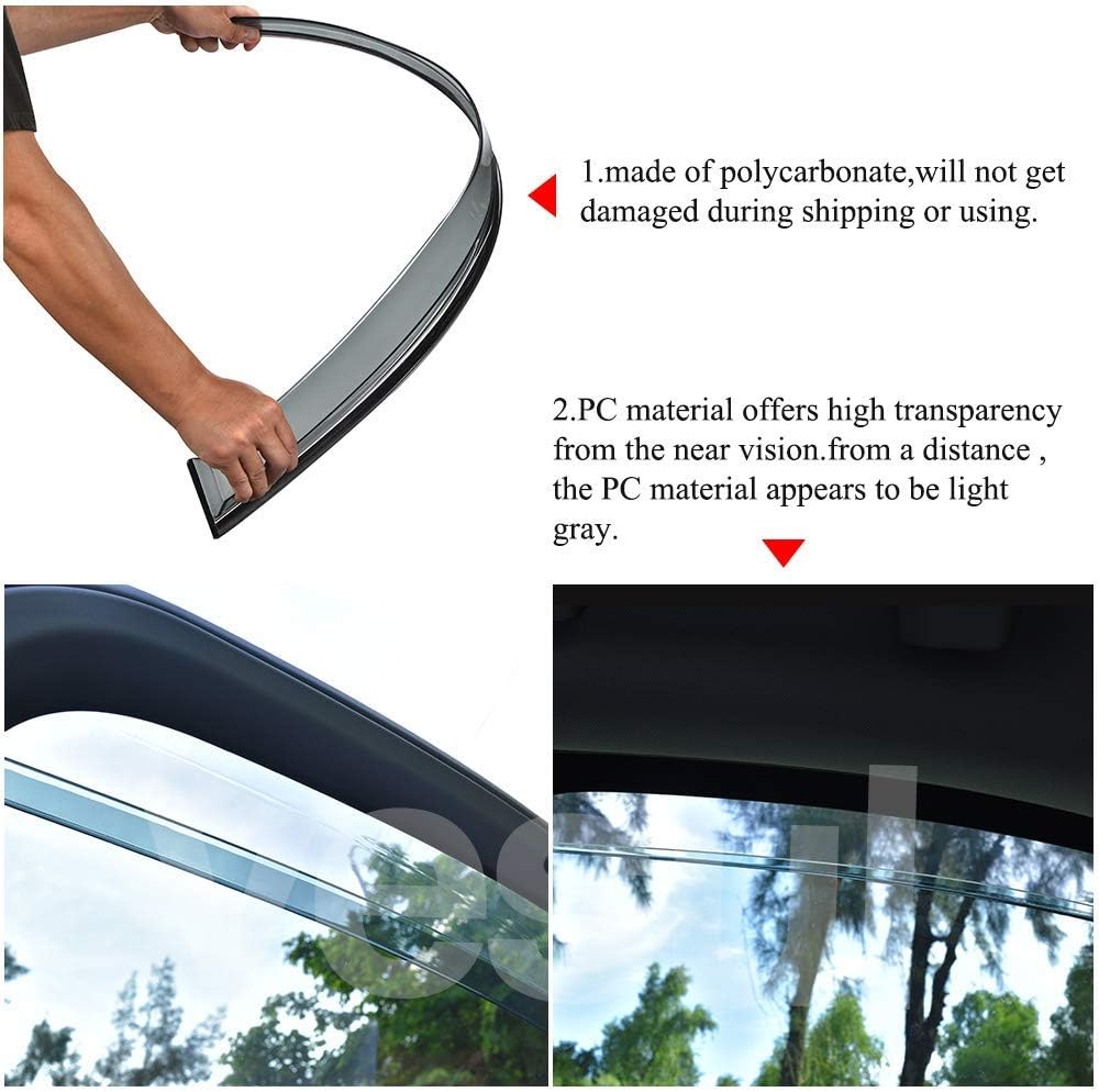 Smoke Gray Polycarbonate Window Deflector with Stainless Steel Trim Pack of 2 E832