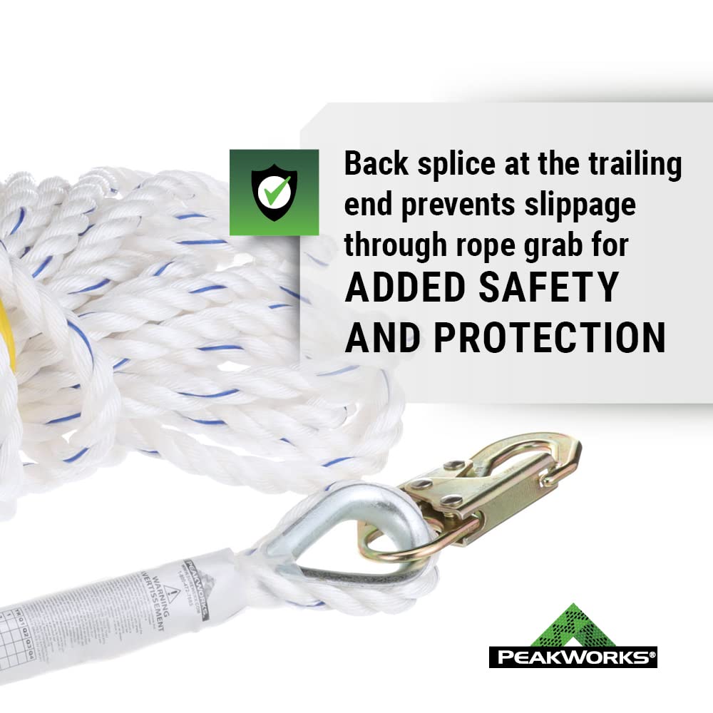 50' Vertical Cable Rope Grab with Galvanized Steel Snap Hook X627524