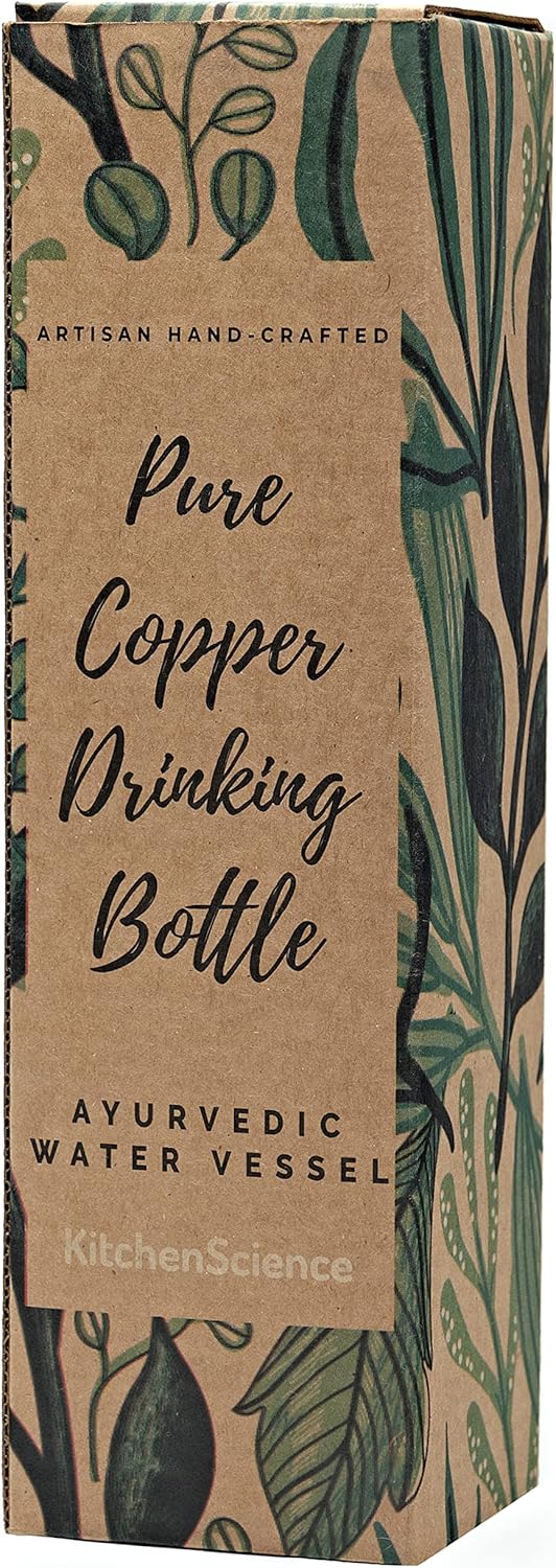 34 Oz 100% Pure Copper Water Bottle with Canvas Bag O12216