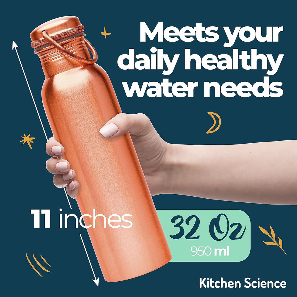 34 Oz 100% Pure Copper Water Bottle with Canvas Bag O12216