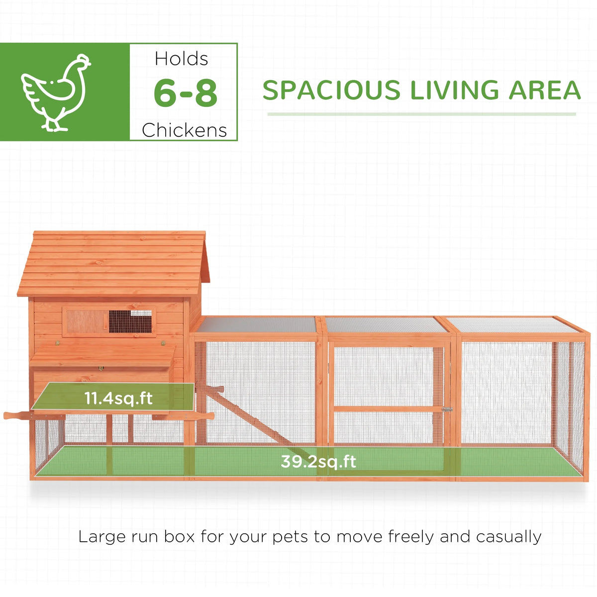 145" Wooden Chicken Coop with Run U1608