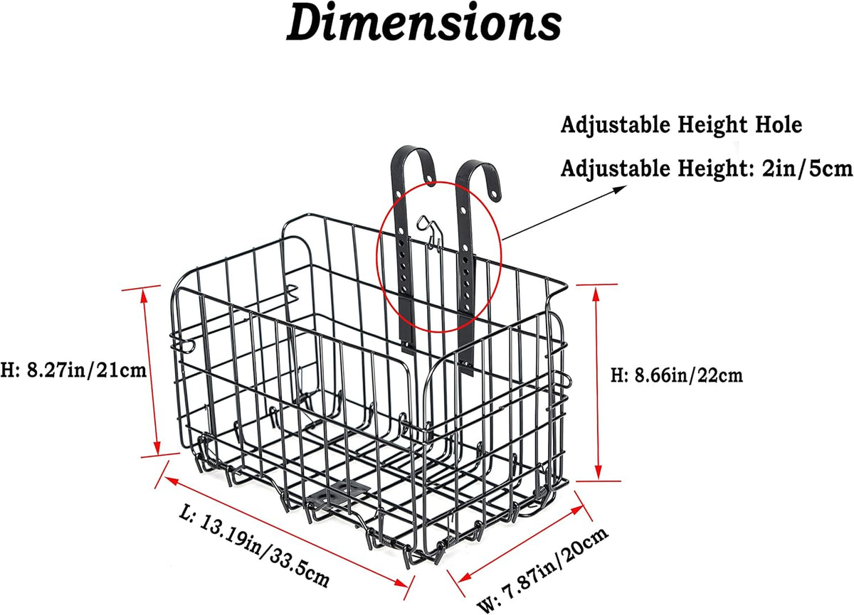 Black Steel Folding Front Bicycle Basket T613