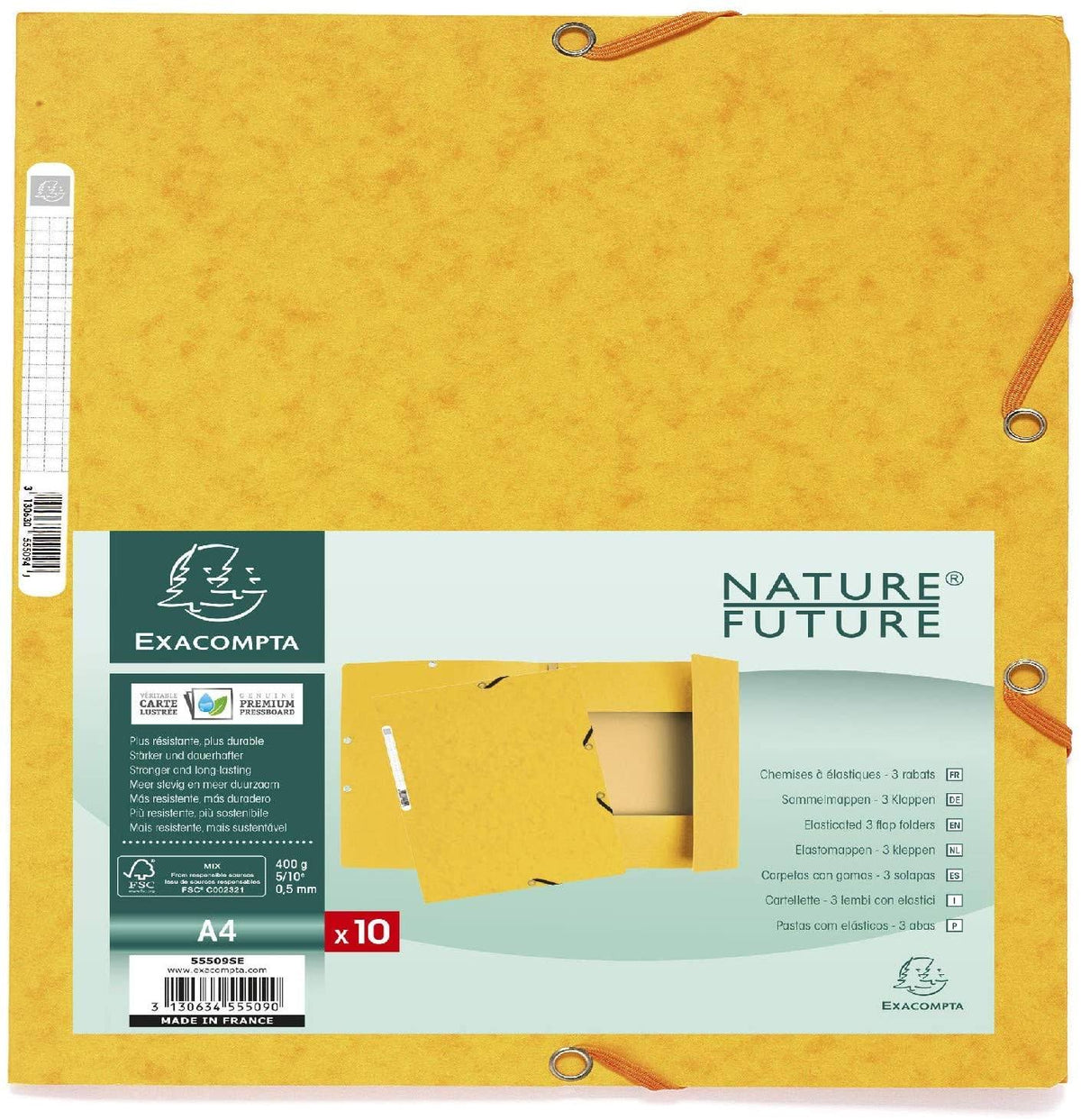 Pack of 10 Glossy Card A4 Elastic Folders W395393