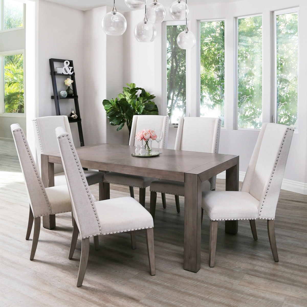 Neutral Acacia Polyester Dining Chair Set of 4 P715