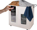 120L Collapsible Laundry Basket with Wheels, 2 Section, Mesh Cover, Handles, Ivory S373