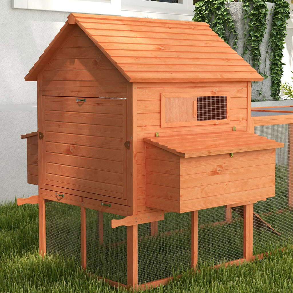 145" Wooden Chicken Coop with Run U1608