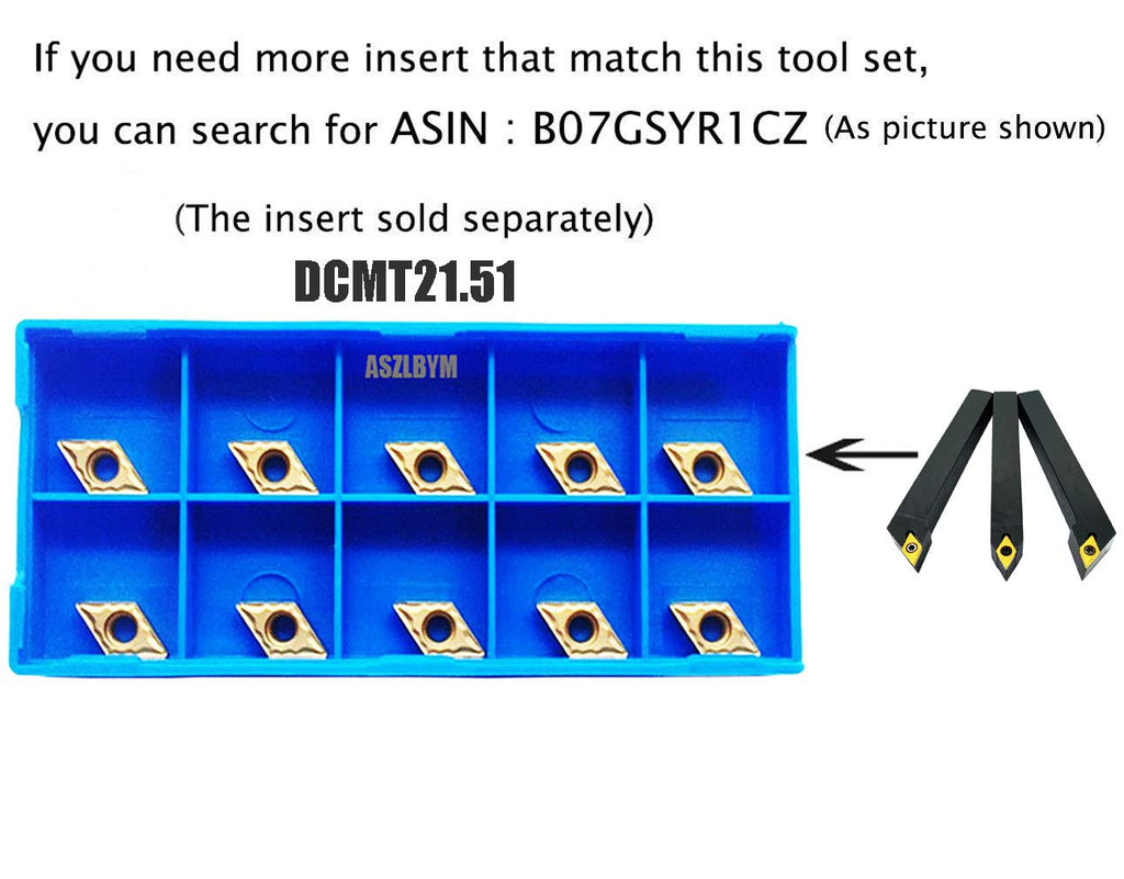 3PCS CNC Lathe Carbide Turning Tools Indexable Holder Set with 3PCS Carbide Turning Insert Y762