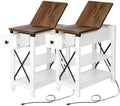 Oak Narrow End Table with Charging Station Q992391