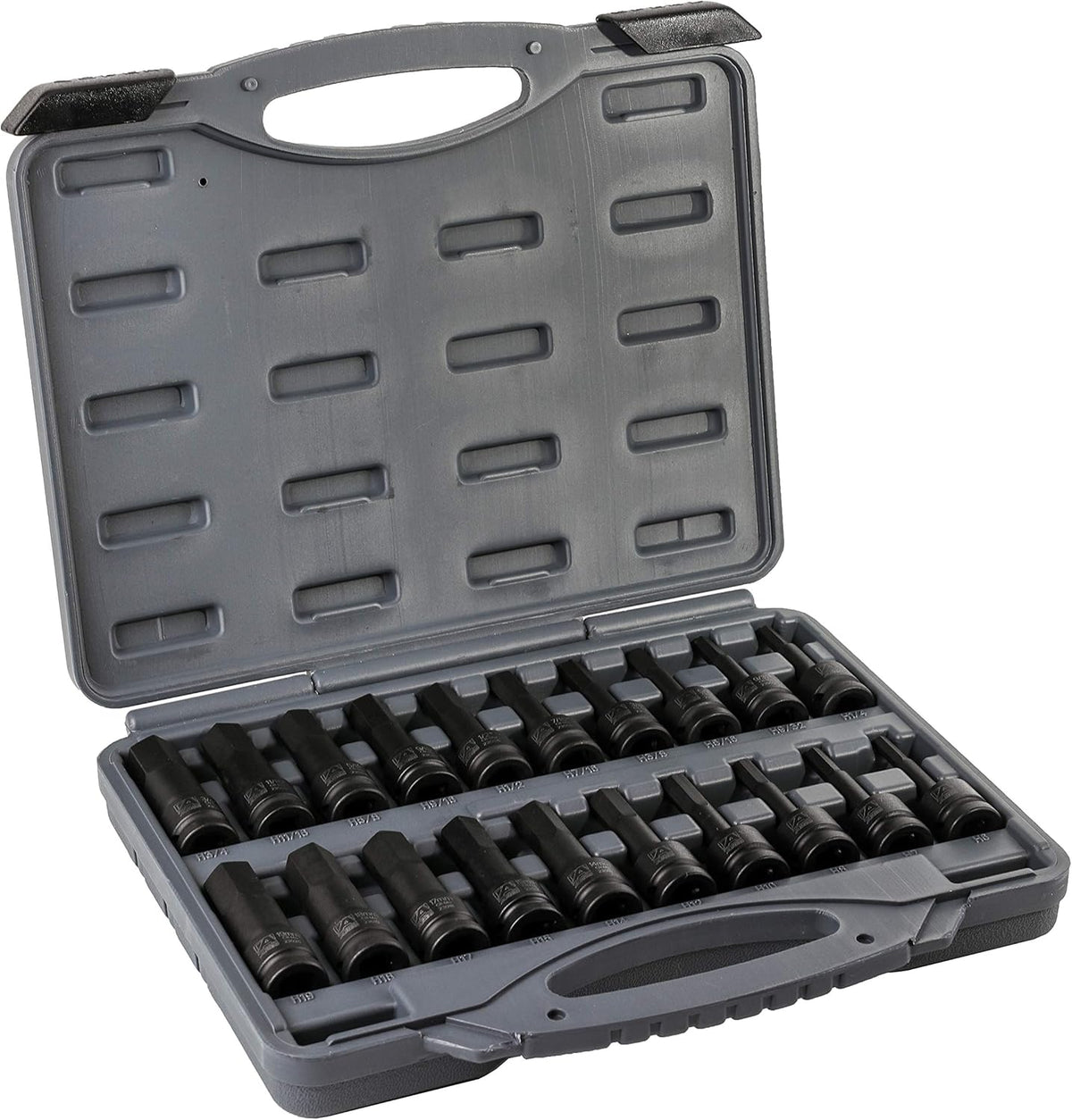 20-Piece 1/2-Inch Drive Impact Hex Driver Set Chrome Moly Steel R2600