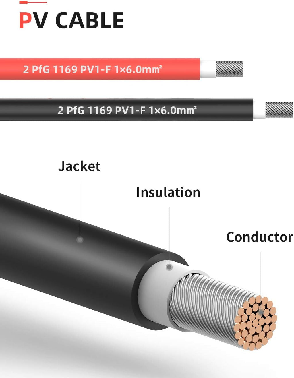 40 Feet 10AWG Solar Extension Cable with Connectors P5553
