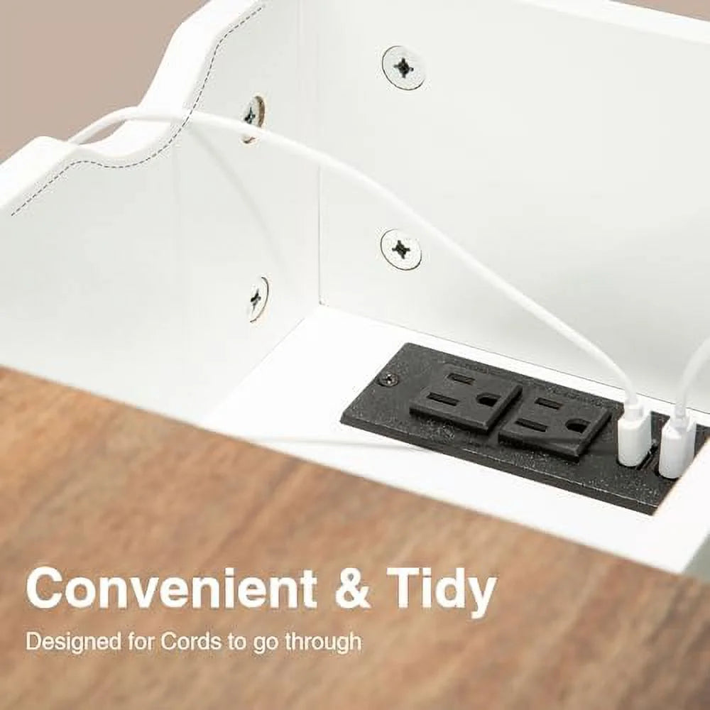 Oak Narrow End Table with Charging Station Q992391