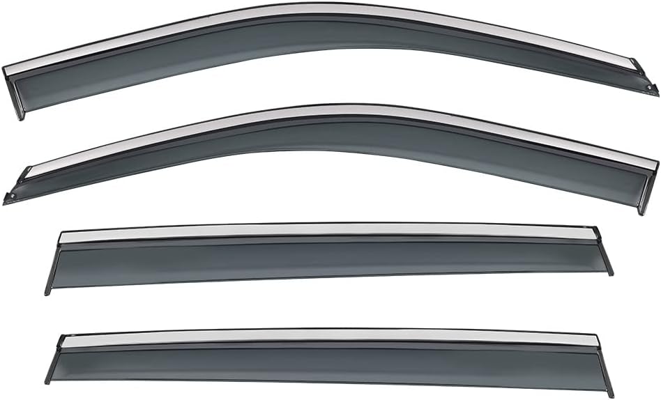 Smoke Gray Polycarbonate Window Deflector with Stainless Steel Trim Pack of 2 E832