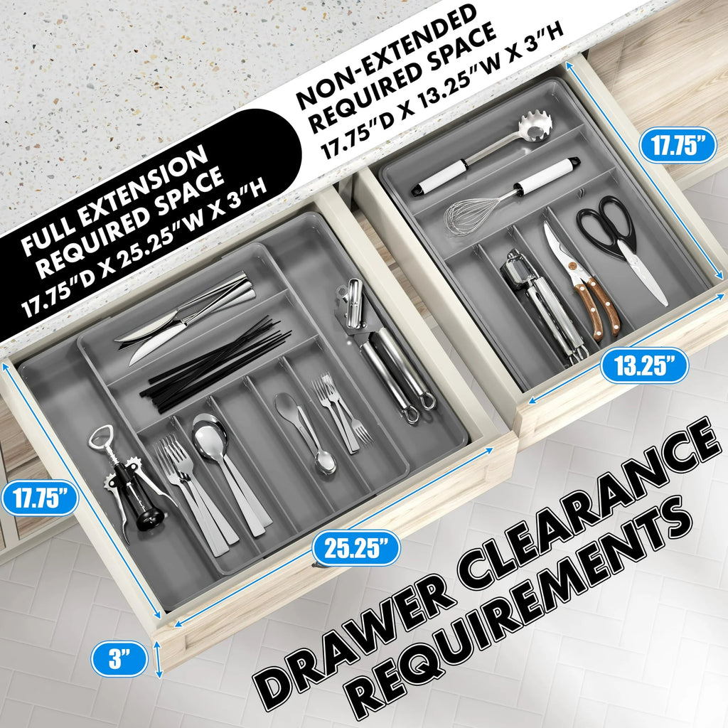 9 Compartment Expandable Cutlery Tray, Gray Z380