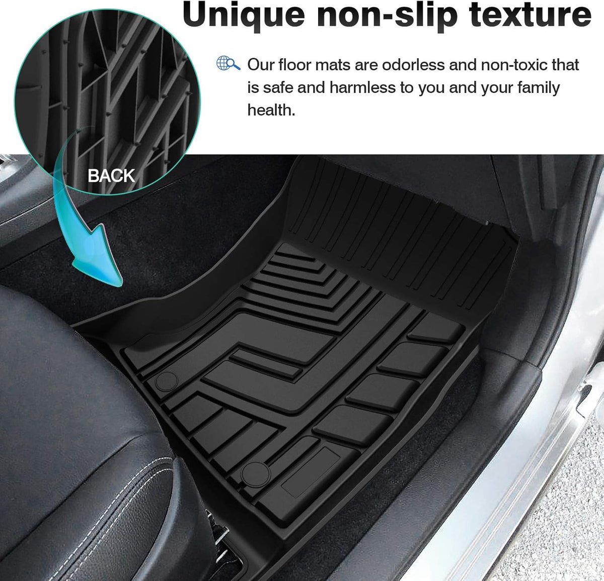 Black TPE Car Floor Mats 2 Row E57088