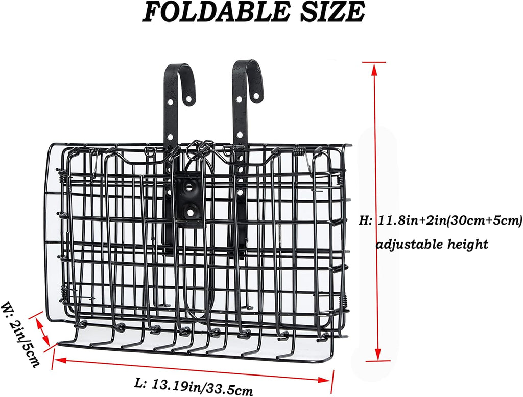 Black Steel Folding Front Bicycle Basket T613