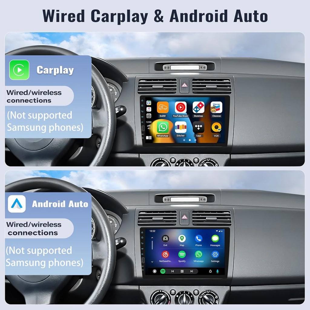 9 Inch Touchscreen Single Din Car Stereo with Wireless Carplay Android Auto Bluetooth FM EQ Backup Camera Car MP5 Player with Steering Wheel Control 7 Color Light MIC S247