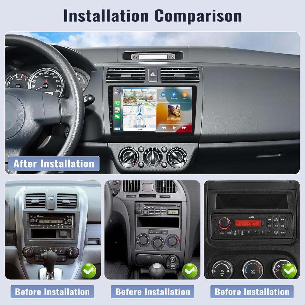 9 Inch Touchscreen Single Din Car Stereo with Wireless Carplay Android Auto Bluetooth FM EQ Backup Camera Car MP5 Player with Steering Wheel Control 7 Color Light MIC S247