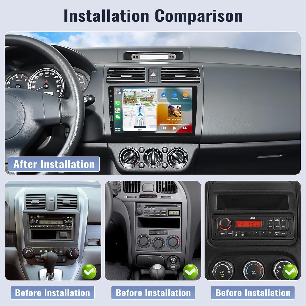 9 Inch Touchscreen Single Din Car Stereo with Wireless Carplay Android Auto Bluetooth FM EQ Backup Camera Car MP5 Player with Steering Wheel Control 7 Color Light MIC S247