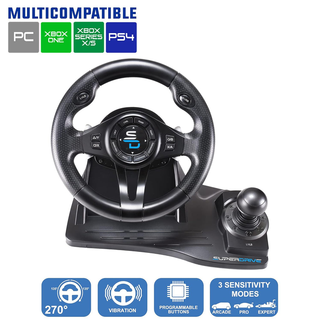 Steering Racing Wheel with Pedals, Paddles, Shifter and Vibration F223108