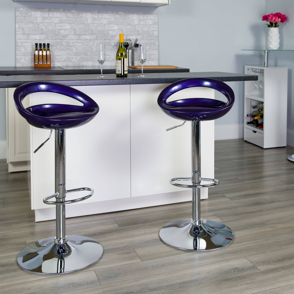Blue Adjustable Height Plastic Barstool with Chrome Base B226261