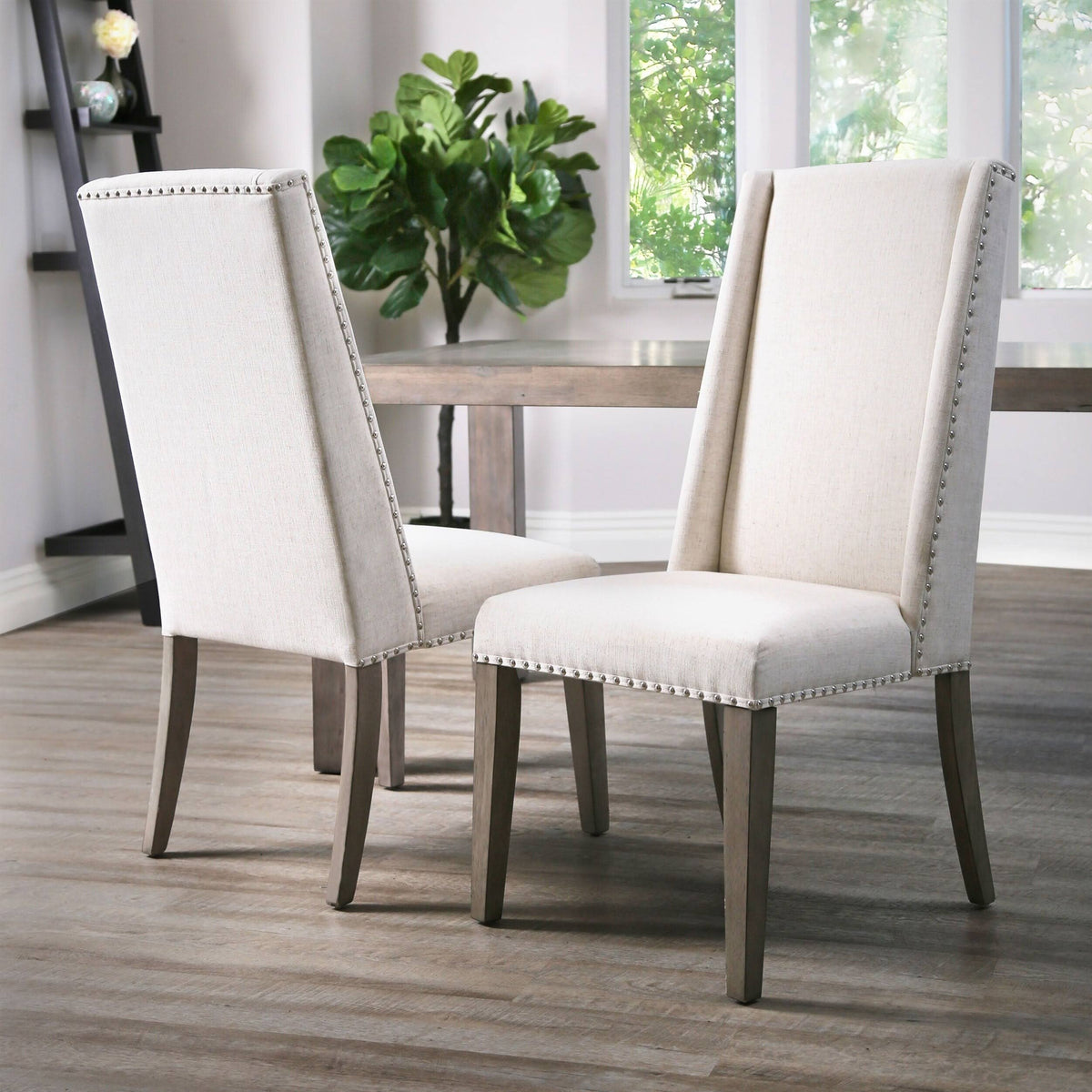 Neutral Acacia Polyester Dining Chair Set of 4 P715