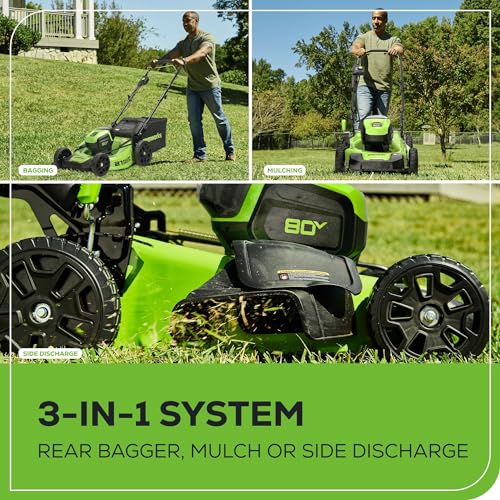 80V 21" Brushless Cordless Push Lawn Mower with 2.0Ah Batteries and Rapid Charger Y264300
