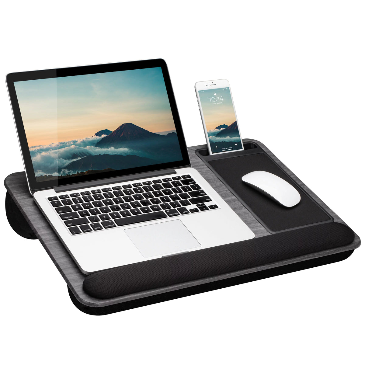 Lap Desk with Wrist Rest, Mouse Pad and Phone Holder, 21.1" x 14" O929
