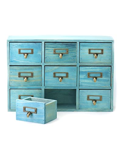 Blue Wooden 9 Drawer Desk Drawer Organizer M75681