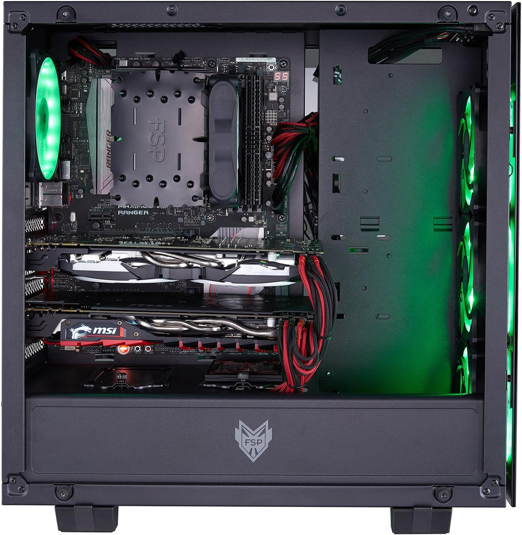 ATX Mid Tower PC Gaming Case with Tempered Glass Panels X25473