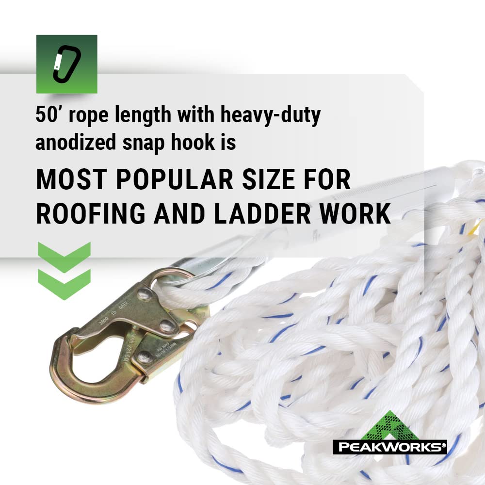 50' Vertical Cable Rope Grab with Galvanized Steel Snap Hook X627524