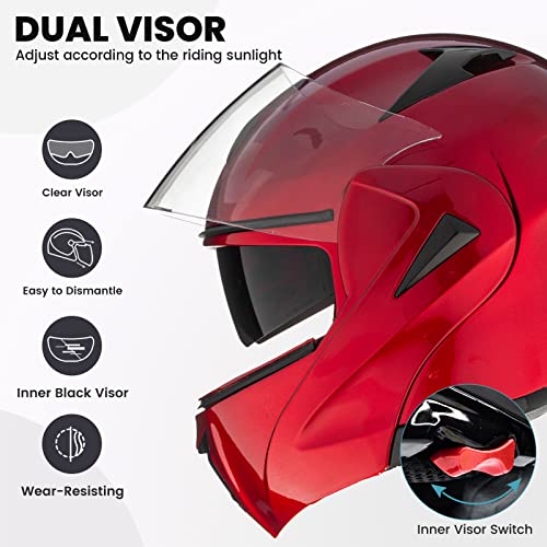 Modular Dual Visor Flip-up Full Face Motorcycle Helmet DOT A840