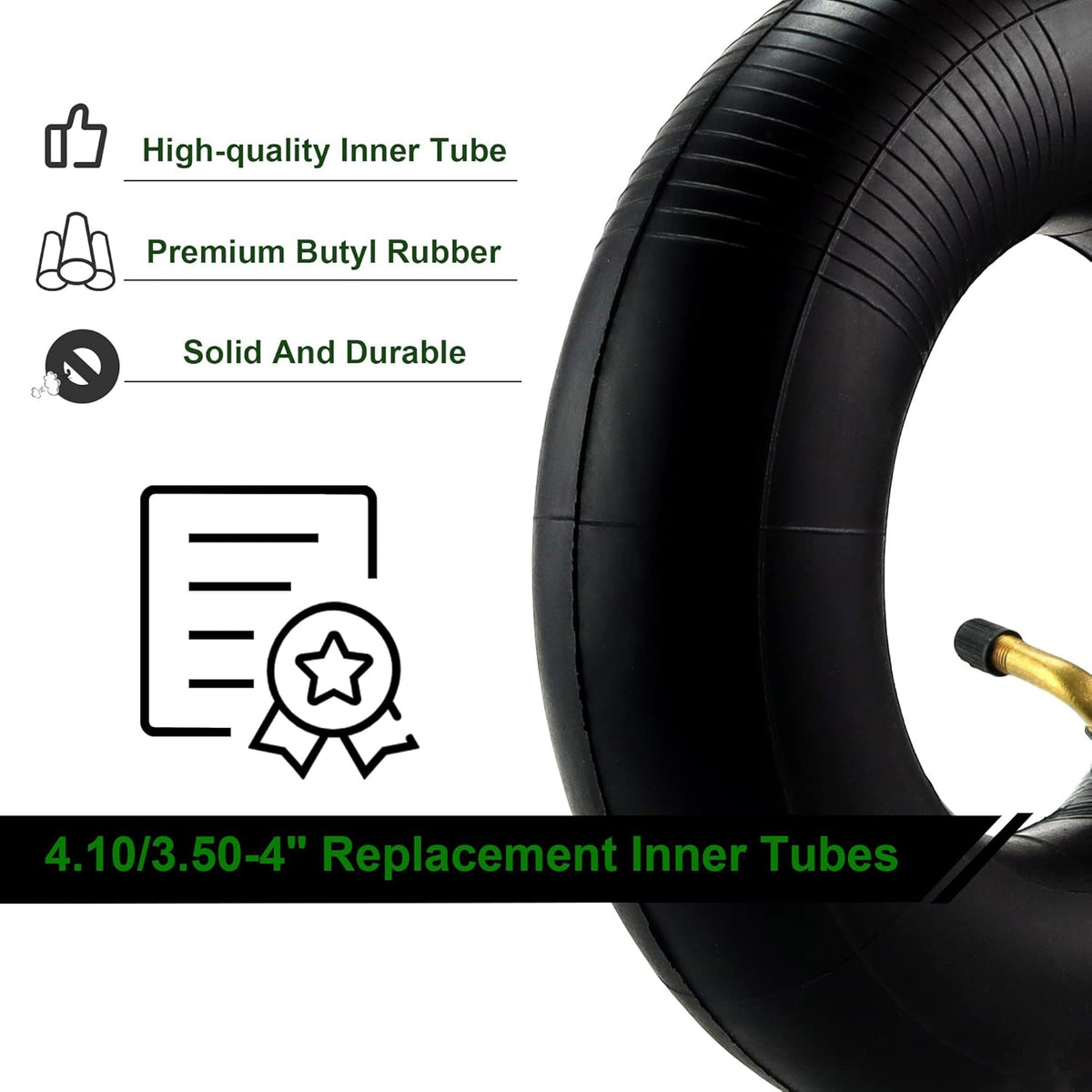 2 Pack Heavy Duty Replacement Inner Tubes with TR-13 Straight Metal Air Valve Stem I891909